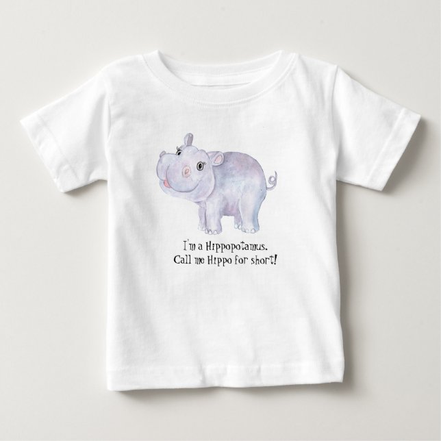 Whimsical Hippopotamus - Aquarelldruck Baby T-shirt (Vorderseite)