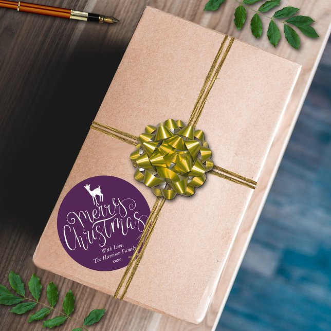 Whimsical Hirsch Frohe Weihnachten wählen Sie Ihre Runder Aufkleber (Von Creator hochgeladen)