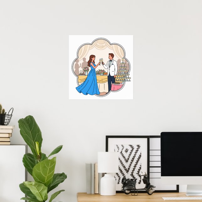 Whimsical Hochzeits Toast Kunstprint - Romantisch Poster (Heimbüro)