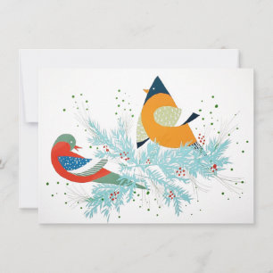 Whimsical Holiday Birds Mitteilungskarte