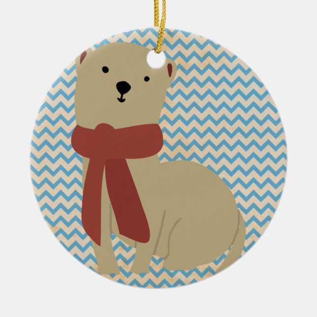 Whimsical Holiday Ferret Keramik Ornament (Vorne)