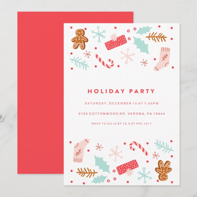 Whimsical Holiday Party Einladung (Vorne/Hinten)