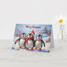 Whimsical Holiday Penguin Trio Karte