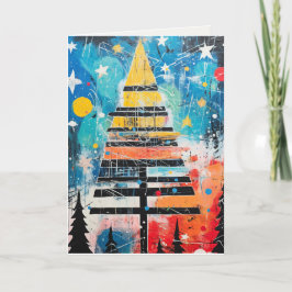 Whimsical Holiday Trees in abstraktem Design Feiertagskarte