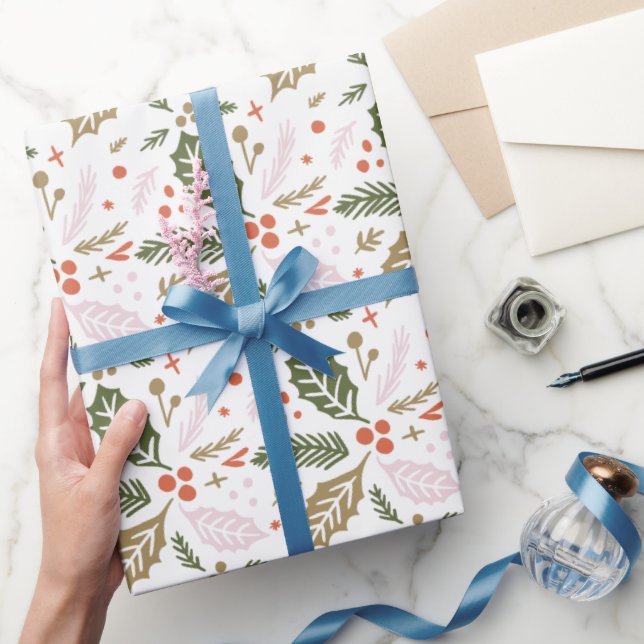 Whimsical Holly Berry farbenfrohe Weihnachtsfeiert Geschenkpapier (Schenken)