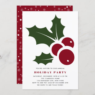 Whimsical Holly Modern Holiday Party Einladung
