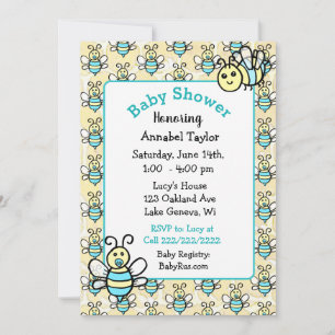 Whimsical Honey Bee Boy's Baby Shower Einladung
