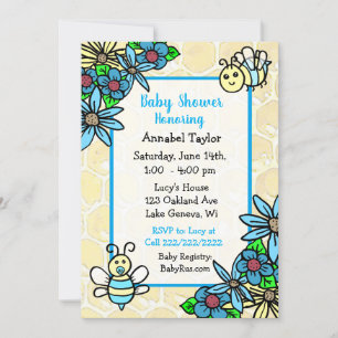 Whimsical Honey Bee Boy's Baby Shower Einladung