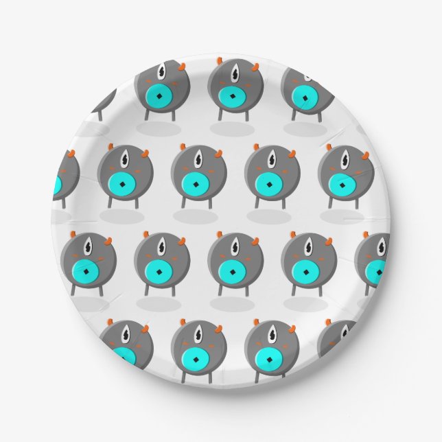 Whimsical Horned Pappteller (Vorderseite)
