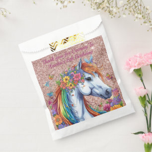 Whimsical Horse Rainbow Floral Reittier Geburtstag Geschenktütchen