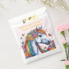 Whimsical Horse Rainbow Floral Reittier Geburtstag Geschenktütchen