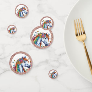 Whimsical Horse Rainbow Floral Reittier Geburtstag Konfetti