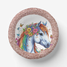 Whimsical Horse Rainbow Floral Reittier Geburtstag Pappteller