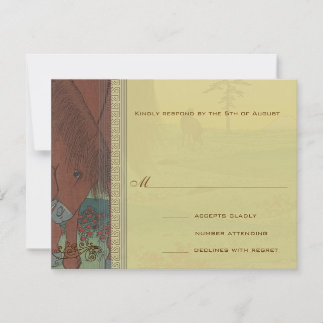 Whimsical Horse Wedding Response Card RSVP Karte (Vorderseite)