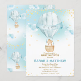 Whimsical Hot Air Ballon Baby Dusche Bärenjunge Einladung