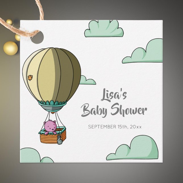 Whimsical Hot Air Ballon mit Bear Baby Dusche Geschenkanhänger (Von Creator hochgeladen)