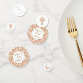 Whimsical Hot Air Ballon Rose Babydusche Konfetti