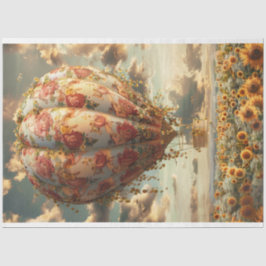 Whimsical Hot Air Ballon Sonnenblumen Decoupage Seidenpapier
