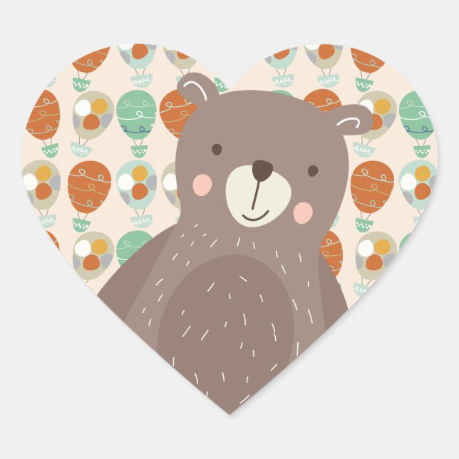 Whimsical Hot Air Ballons Herz-Aufkleber (Vorderseite)