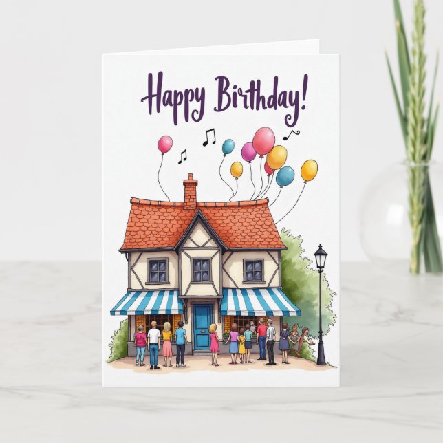 Whimsical House Geburtstagskarte Karte (Vorderseite)