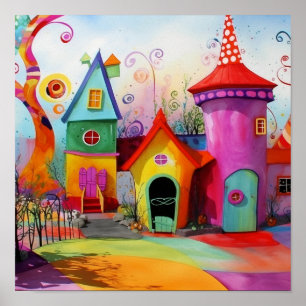 Whimsical Houses Poster