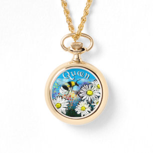Whimsical Hummel in Gänseblümchen personalisiert Armbanduhr