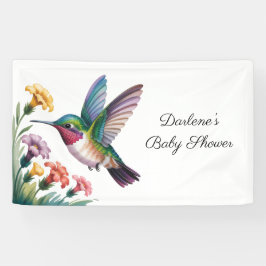 Whimsical Hummingbird Floral Baby Shower Banner