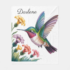 Whimsical Hummingbird Floral Baby Shower Fleecedecke
