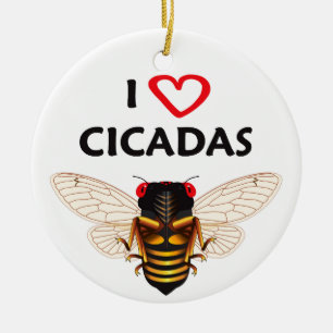 Whimsical "I Liebe Cicadas" Design Ornament