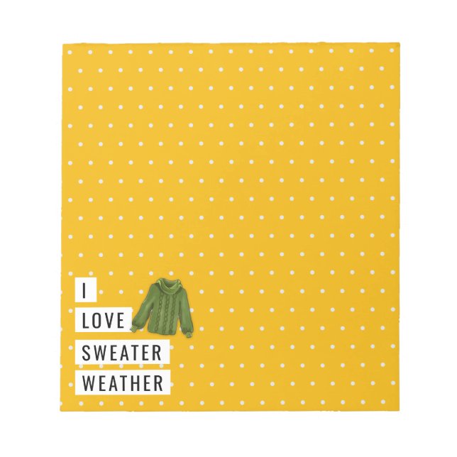 Whimsical I Liebe Sweater Weather Polka Dots Gold Notizblock (Vorderseite)
