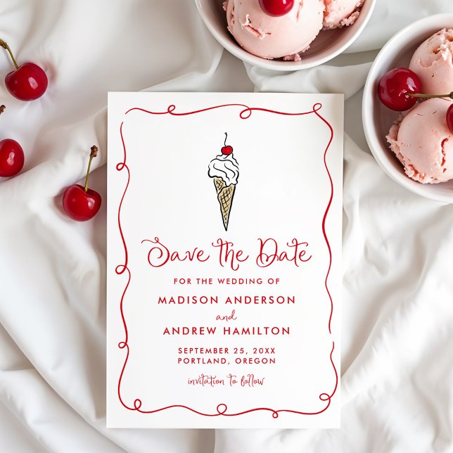 Whimsical Ice Cream Cone Wedding Save The Date (Von Creator hochgeladen)