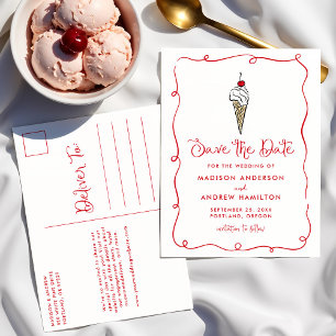Whimsical Ice Cream Cone Wedding Save the Date Ankündigungspostkarte