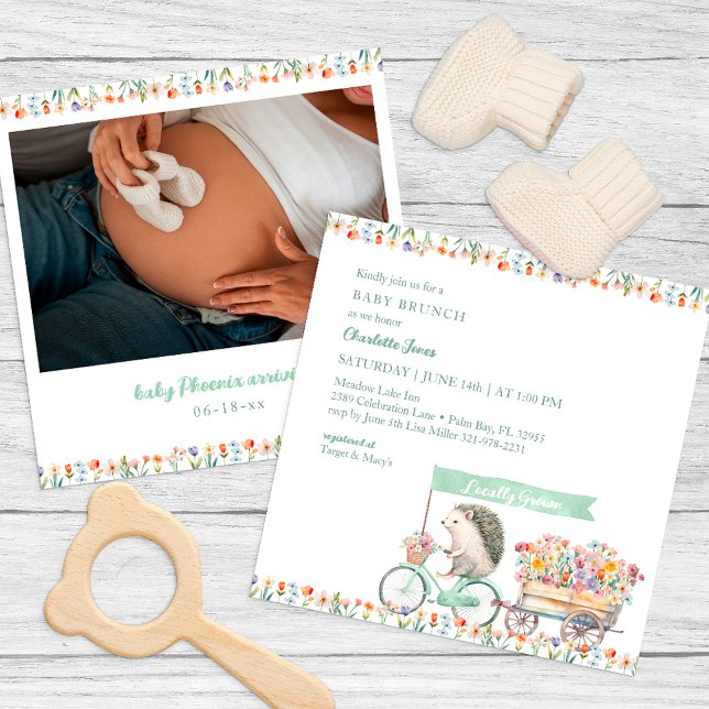 Whimsical Igel Baby Dusche Foto Einladung (Whimsical Hedgehog Baby Shower Invitation)