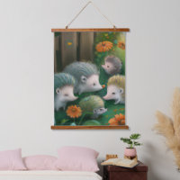 Whimsical Igel Family Picnicken im Garten