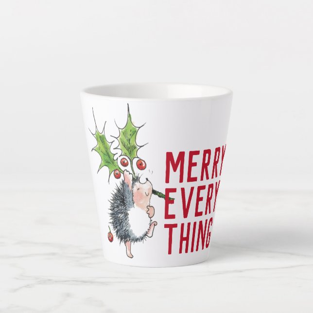 Whimsical Igel froh alles Weihnachten Milchtasse (Vorderseite)