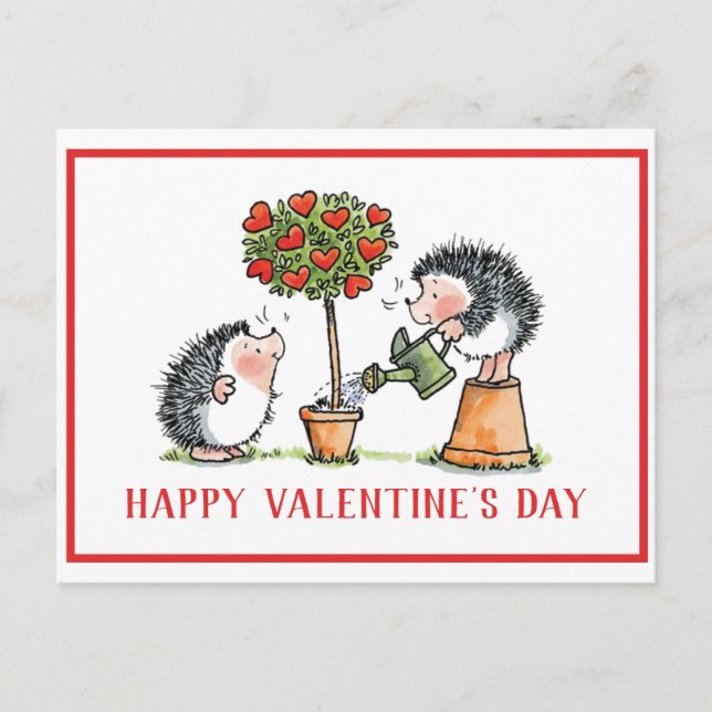Whimsical Igels Valentinstag Card Postkarte (Vorderseite)