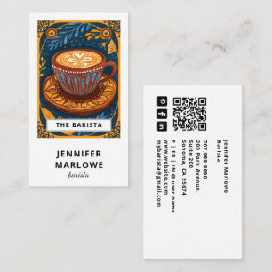 Whimsical IIlustriated Barista Visitenkarte
