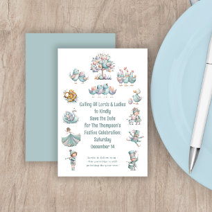 Whimsical Illustration 12 Tage Weihnachten Save The Date