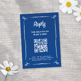 Whimsical Illustriert Blue Hand gezeichnet Fun Wed RSVP Karte