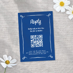 Whimsical Illustriert Blue Hand gezeichnet Fun Wed RSVP Karte