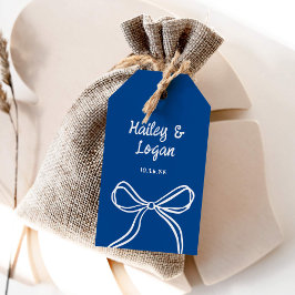 Whimsical Illustriert Bow Moderne Fun Wedding Geschenkanhänger