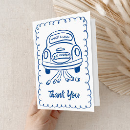 Whimsical Illustriert Car handgezeichnet Fun Weddi Dankeskarte