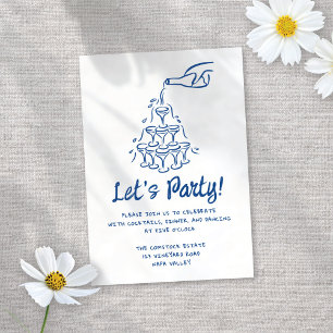 Whimsical Illustriert Cocktails Hochzeitsempfang Begleitkarte