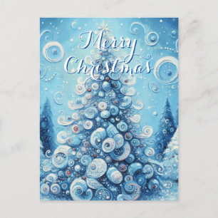Whimsical Impressionistischer Weihnachtsbaum Blue Postkarte