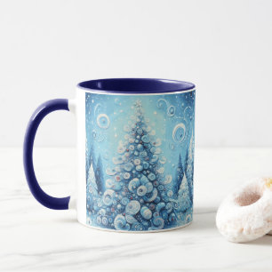 Whimsical Impressionistischer Weihnachtsbaum Blue Tasse