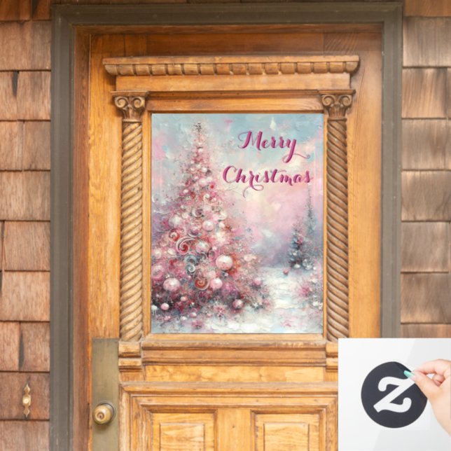 Whimsical Impressionistischer Weihnachtsbaum Fensteraufkleber (Haustür)
