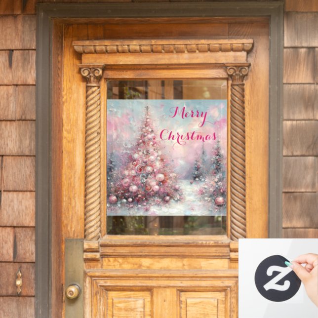 Whimsical Impressionistischer Weihnachtsbaum Fensteraufkleber (Haustür)
