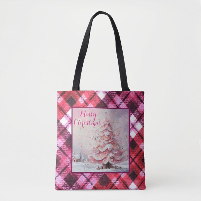 Whimsical Impressionistischer Weihnachtsbaum Pink (Vorderseite)