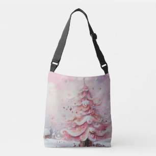 Whimsical Impressionistischer Weihnachtsbaum Pink Tragetaschen Mit Langen Trägern
