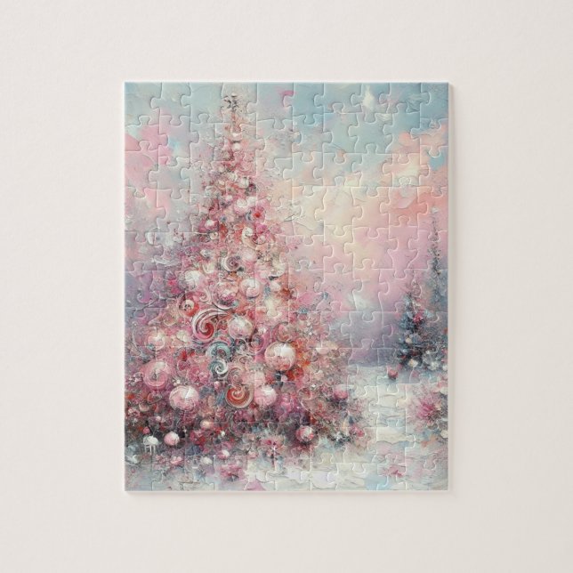 Whimsical Impressionistischer Weihnachtsbaum Puzzle (Vertikal)